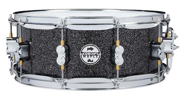 PDP PDCM5514SSBP Concept Series Maple Snare Drum, Black Sparkle with Chrome Hardware, 5.5x14