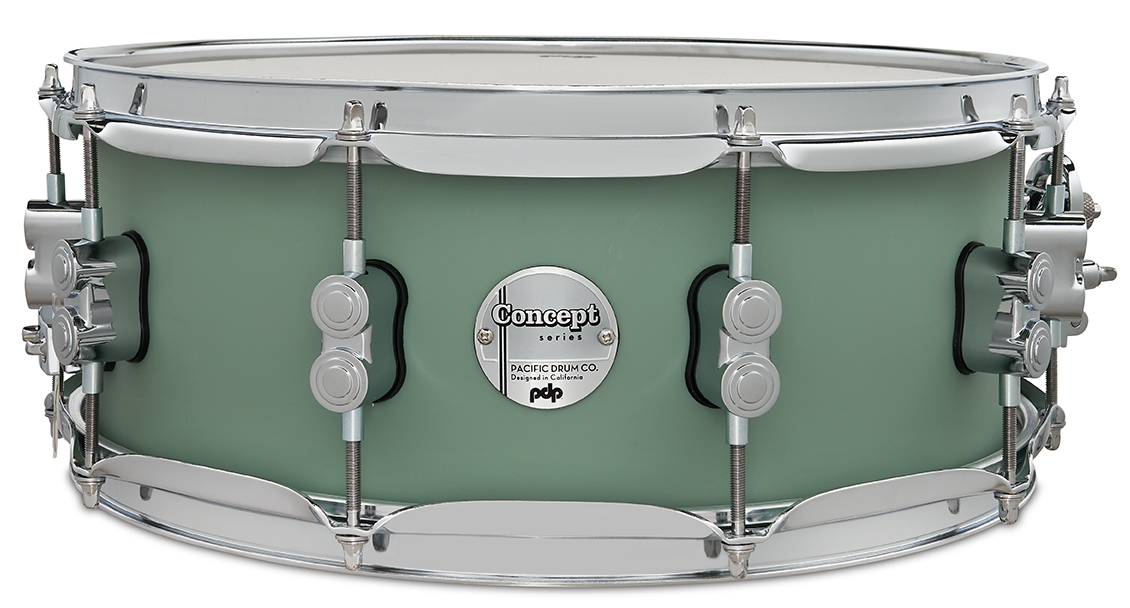 PDP PDCM5514SSSF Concept Maple Snare Drum, Satin Sea Foam Finish Ply with Chrome Hardware, 5.5x14