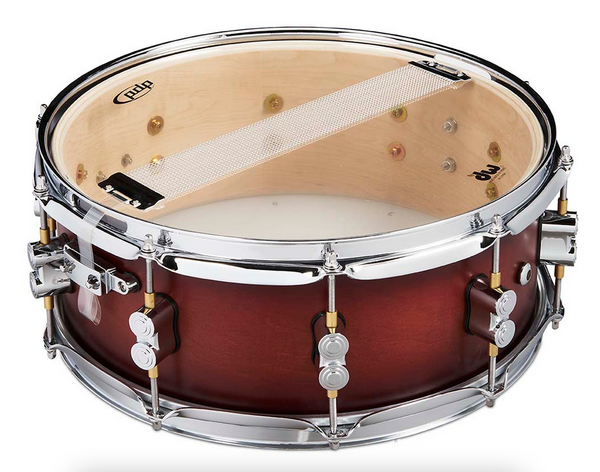 PDP PDCM5514SSSTB Concept Series Maple Snare Drum, Satin Tobacco Burst, Chrome Hardware, 5.5x14
