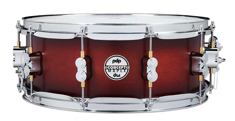 PDP PDCM5514SSSTB Concept Series Maple Snare Drum, Satin Tobacco Burst, Chrome Hardware, 5.5x14