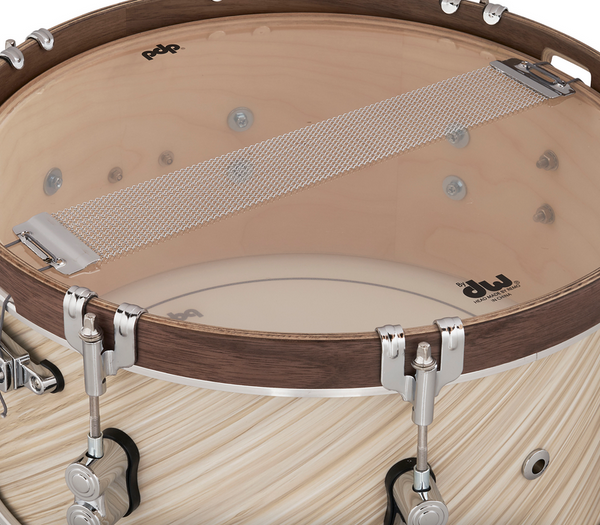 PDP PDLT6514SSTI LTD Twisted Ivory with Walnut Hoops Snare Drum, 6.5x14