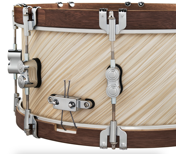 PDP PDLT6514SSTI LTD Twisted Ivory with Walnut Hoops Snare Drum, 6.5x14