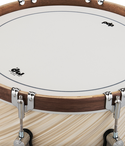 PDP PDLT6514SSTI LTD Twisted Ivory with Walnut Hoops Snare Drum, 6.5x14