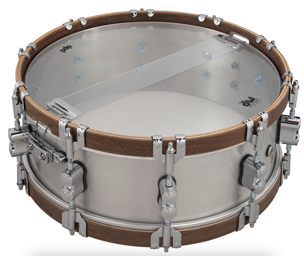 PDP PDSN0514CSAL Concept Select Snare Drum 3mm Aluminum/Walnut Wood Hoops & Chrome Hardware, 5x14