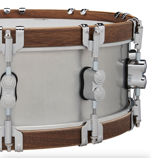 PDP PDSN0514CSAL Concept Select Snare Drum 3mm Aluminum/Walnut Wood Hoops & Chrome Hardware, 5x14