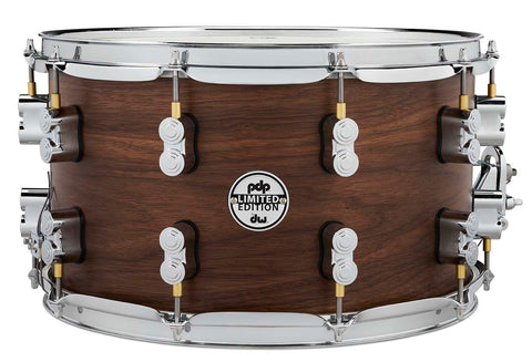 PDP PDSN0814MWNS LTD Maple/Walnut Snare Drum, Natural Satin, 8x14