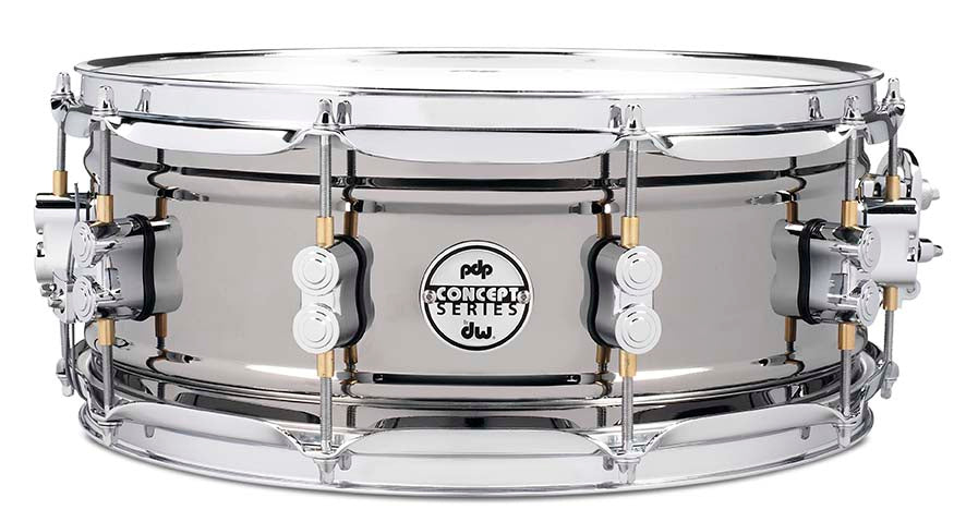 PDP PDSN5514BNCR Concept Series Metal Snare Drum, Black Nickel Over Steel with Chrome Hardware, 5.5x14