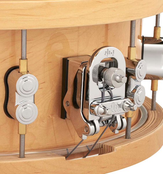 PDP PDSN5514NAWH 20-Ply Thick Wood Hoop Maple Snare Drum, Natural with Chrome Hardware, 5.5x14