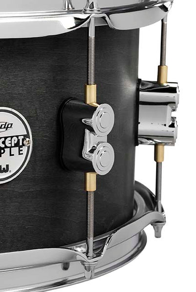 PDP PDSN6514BWCR Concept Series Black Wax Maple Snare Drum, Satin Black with Chrome Hardware, 6.5x14