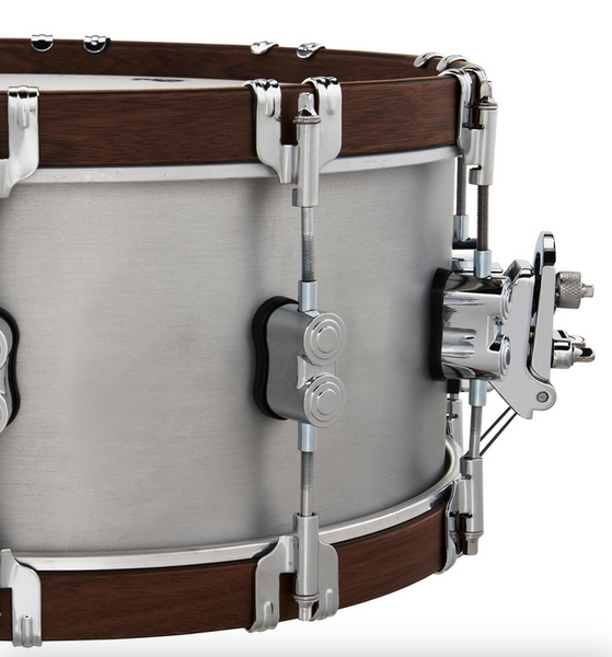PDP PDSN6514CSAL Concept Select Snare Drum 3mm Aluminum/Walnut Wood Hoops &amp; Chrome Hardware, 6.5x14
