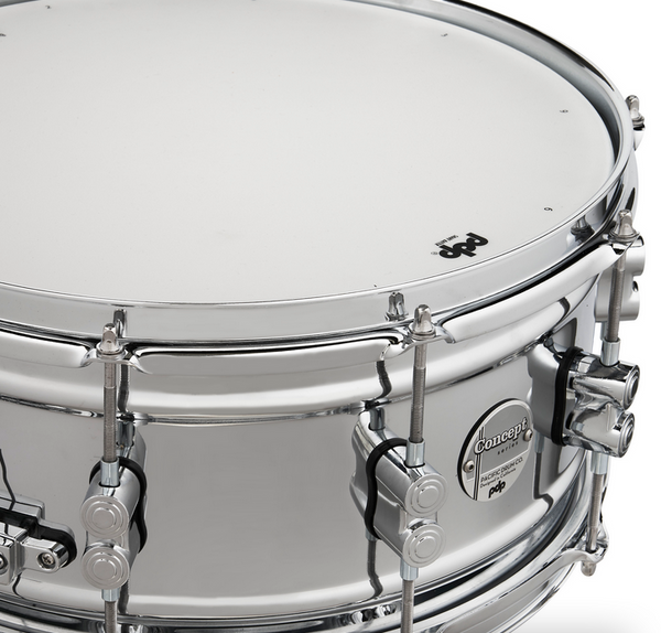 PDP PDSN6514SSCSC Concept Snare Drum 1mm Chrome over Steel with Chrome Hardware