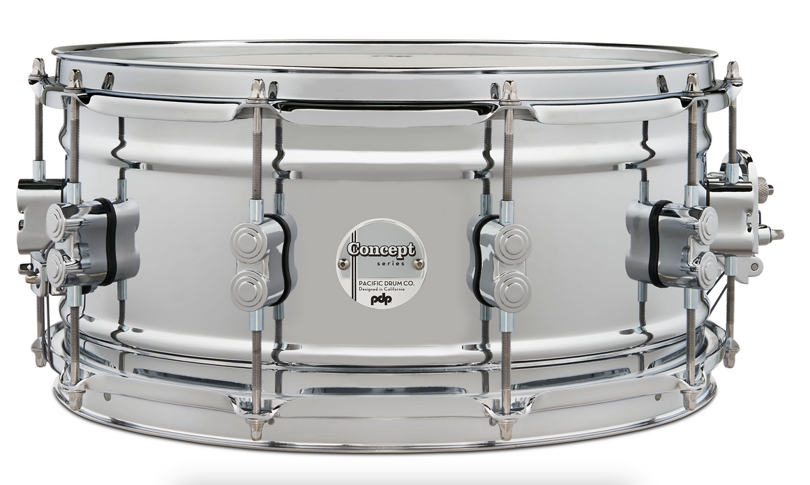 PDP PDSN6514SSCSC Concept Snare Drum 1mm Chrome over Steel with Chrome Hardware
