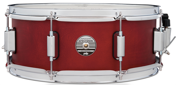 PDP PDST5514SSRD Spectrum Series Snare Drum, Cherry Matte Lacquer with Chrome Hardware, 5.5x14