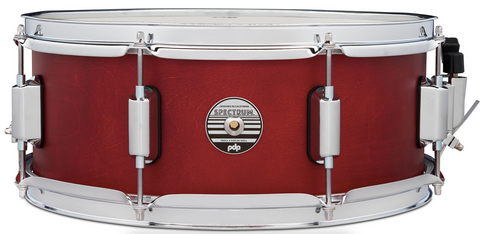 PDP PDST5514SSRD Spectrum Series Snare Drum, Cherry Matte Lacquer with Chrome Hardware, 5.5x14