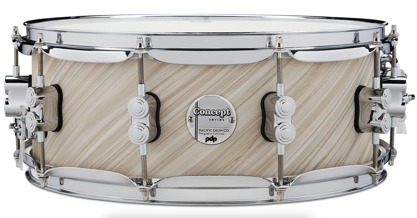 PDP PDCM5514SSTI Concept Maple Snare Drum, Twisted Ivory Finish Ply with Chrome Hardware, 5.5x14