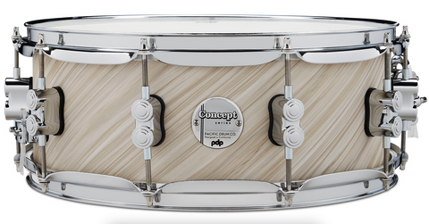 PDP PDCM5514SSTI Concept Maple Snare Drum, Twisted Ivory Finish Ply with Chrome Hardware, 5.5x14